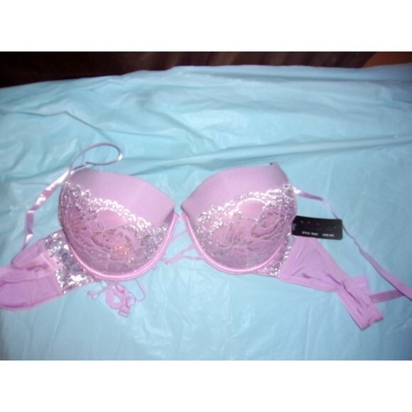 Youmita 38B Lavender Mist Metallic Lace Bra & Large Coordinating Boyshort NWT - Picture 5 of 9